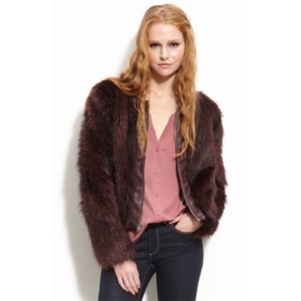 Willow and clay faux fur jacket